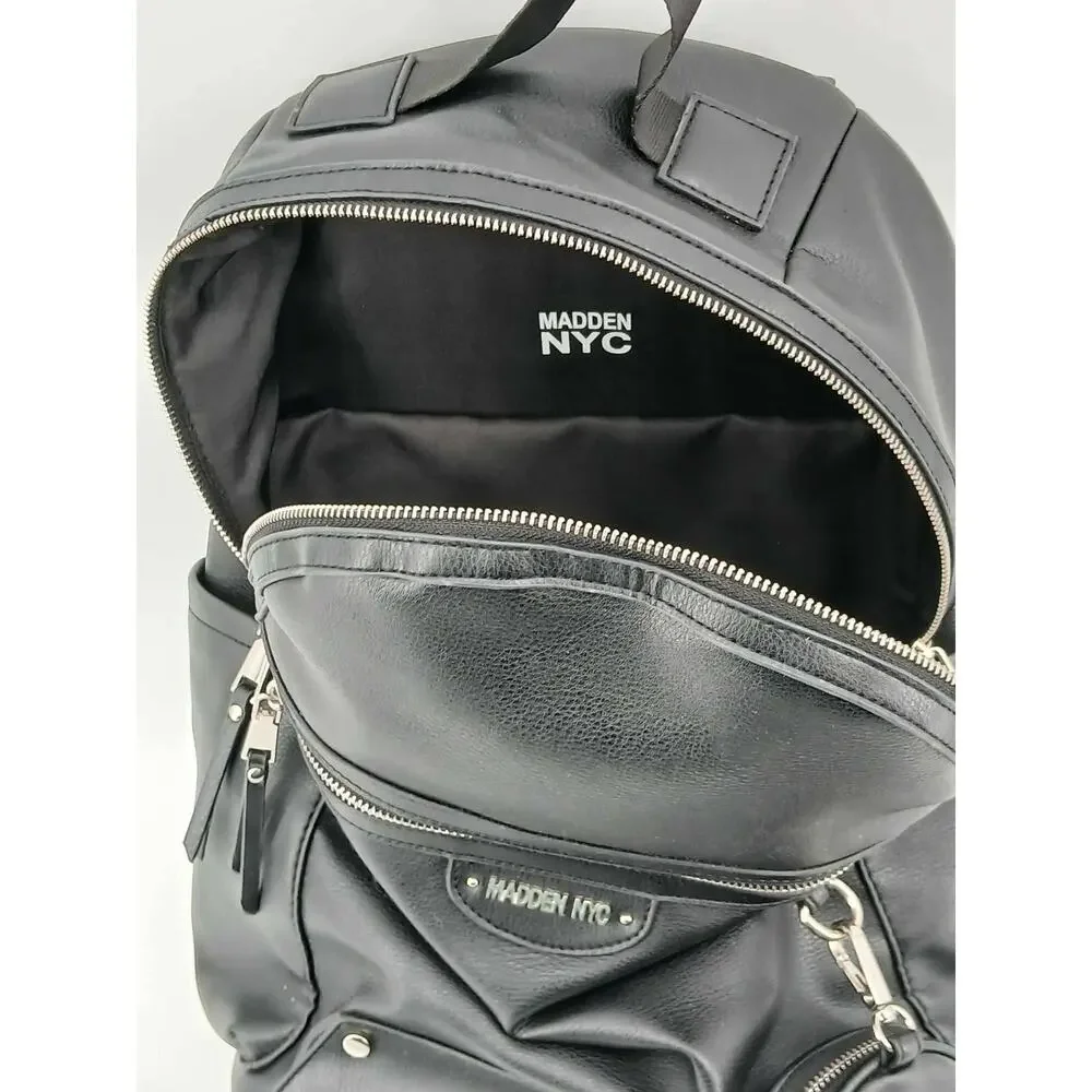 Black faux leather Steve Madden NYC backpack